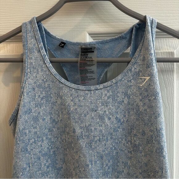 Gymshark Fleur Texture Cross-Back Sports Tank Women's sky blue Athletic Top sz S - Picture 4 of 7